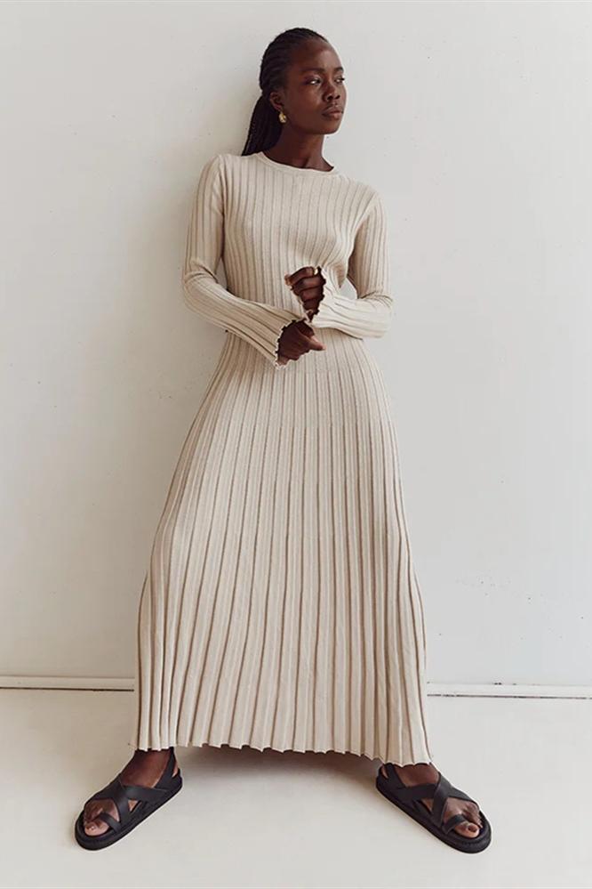 Antonia Rib Flare Maxi Knit Dress - Stylish and flattering dress