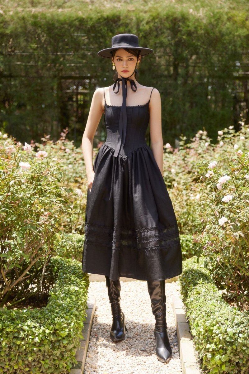 dresses - Alva Lace Trimmed A - line Midi Slip Dress - SD00207253182 - Black - S - Sunfere