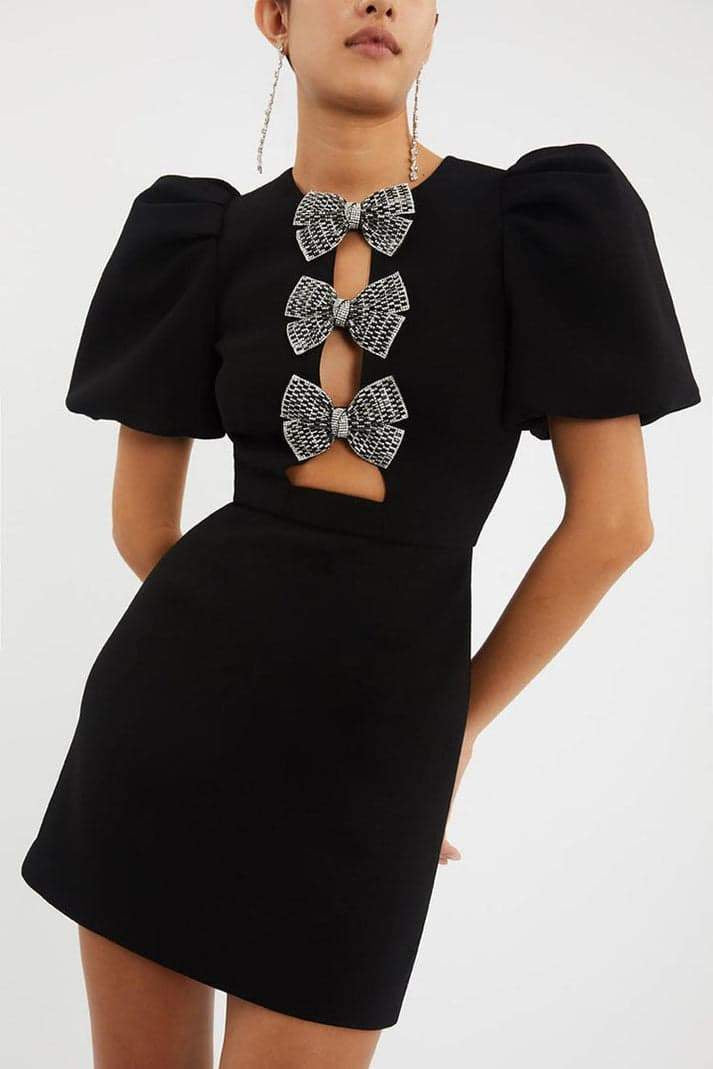 dresses-Alva Puff Sleeve Cut-out Mini Dress-SD00604032619-Black-S - Sunfere