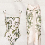 swimwear-Amelia Plant Printed Two-pieces Swim Set-SW00604292746-White-S - Sunfere