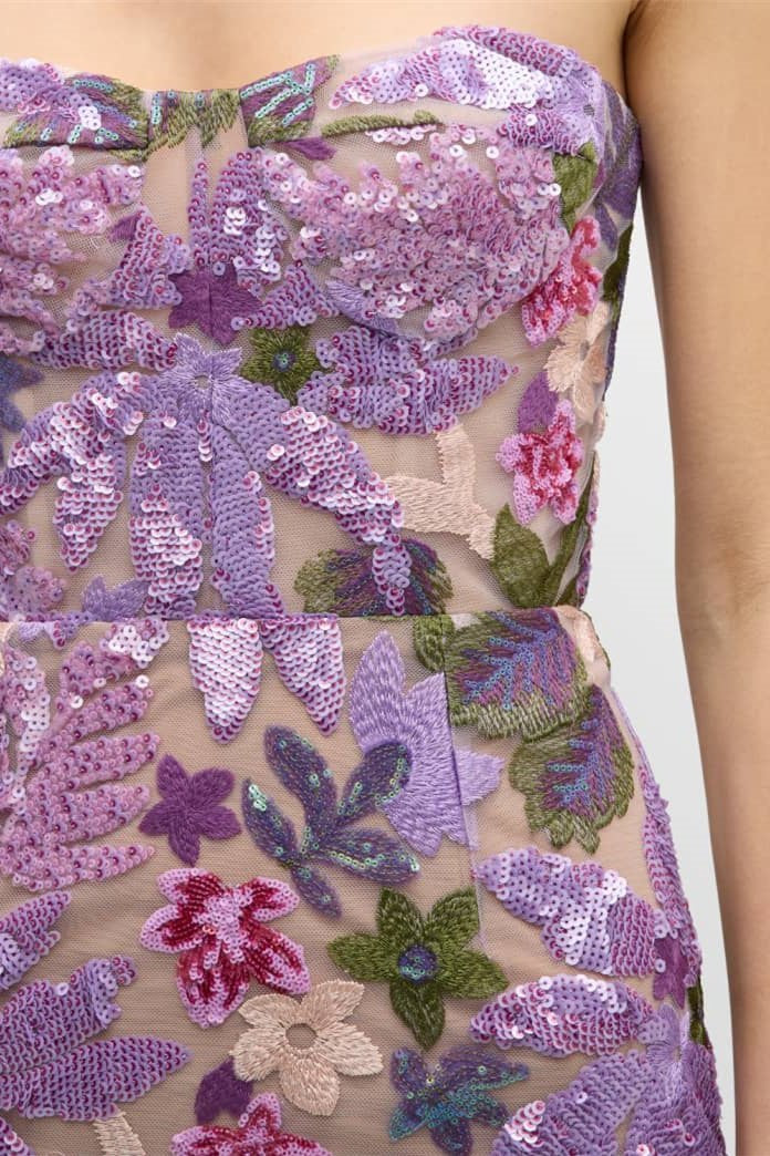 dresses - Aurora Floral - embroidered Strapless Maxi Dress - SD00707183148 - Purple - S - Sunfere