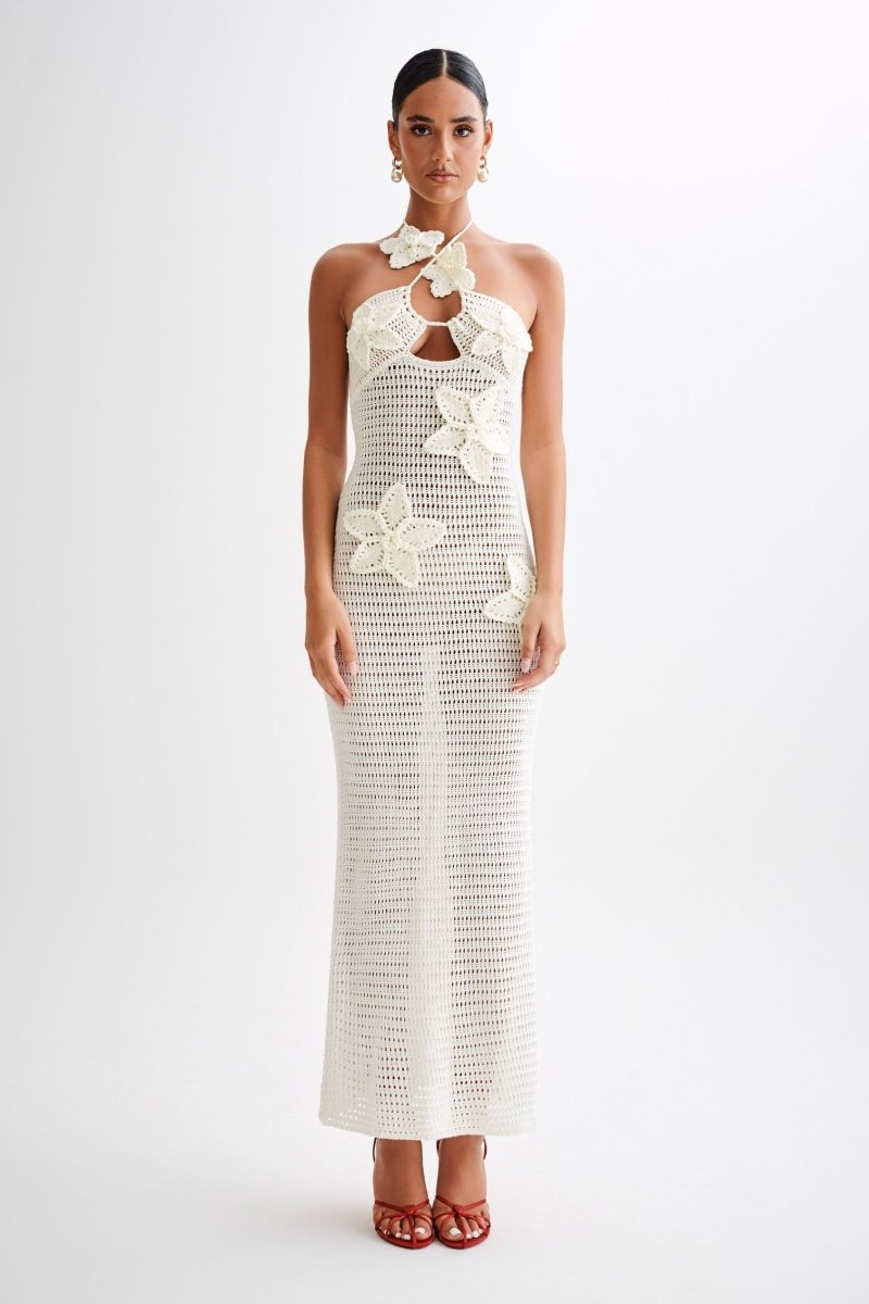 dresses - Beverly Floral Appliqué Crochet Maxi Dress - SD00607043038 - White - S - Sunfere