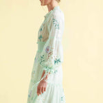 dresses-Cecilia Embroidered V-neck Shirred Maxi Dress-SD00203222519-Light Green-S - Sunfere