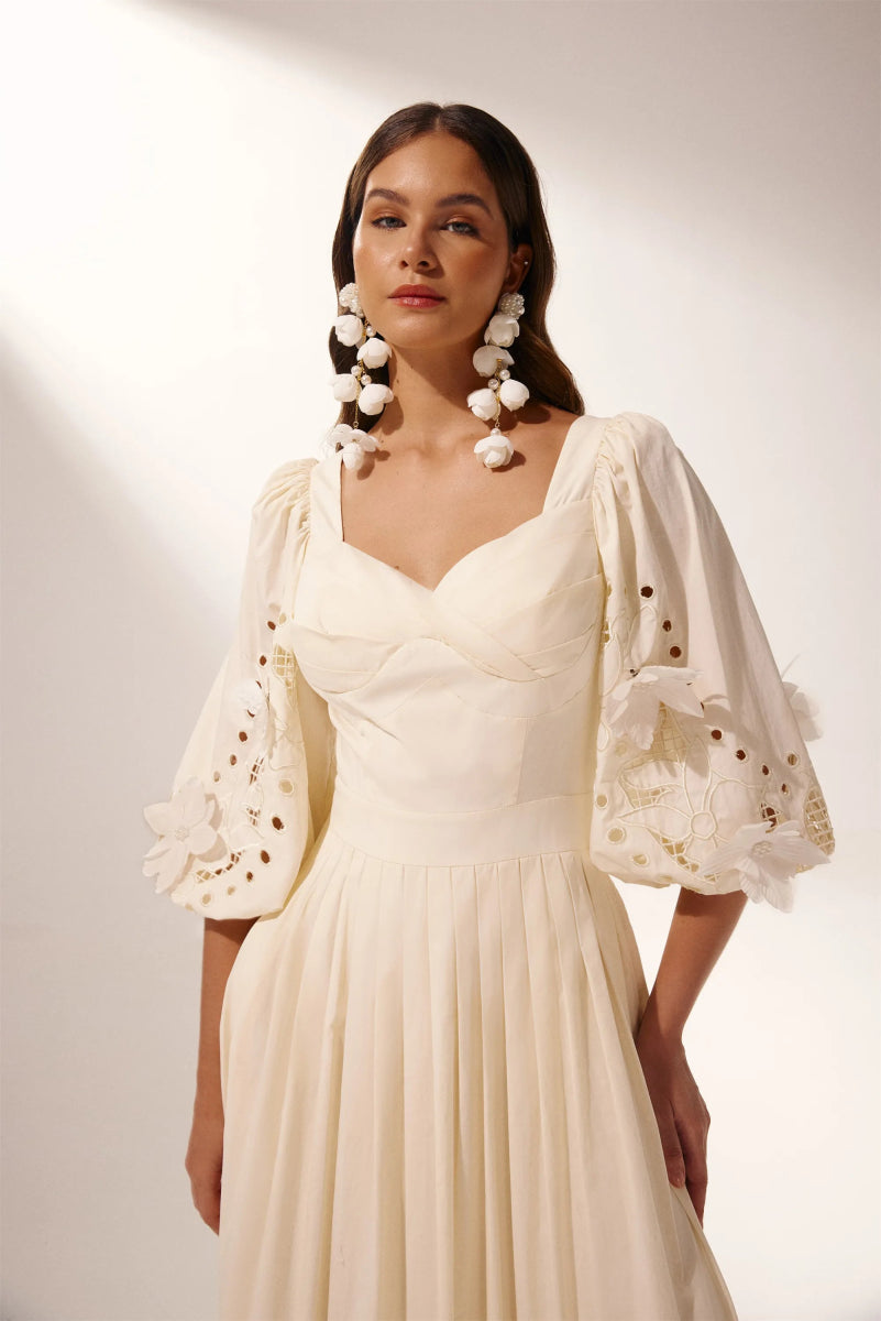 dresses - Eunice Balloon Sleeve Hollow Maxi Dress - SD00604262732 - Beige - S - Sunfere
