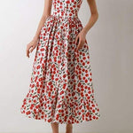 dresses-Griselda Cherry Printed Ruffle Midi Dress-SD00604192713-Red-S - Sunfere