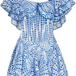 Dolly Embroidered Lace Ruffle Bodice Flare Mini Dress