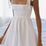 dresses-Kayla Bowknot Shoulder Straps Mini Dress-SD00604122667-White-S - Sunfere