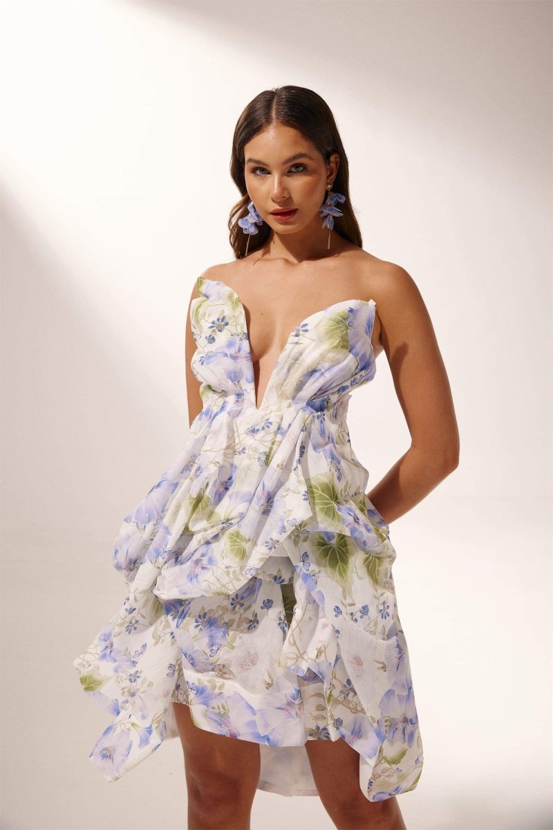 dresses - Moira V - neck Dryed Mini Dress - SD00606272971 - Blue - S - Sunfere