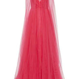 dresses-Veromca Caped V-neck Maxi Slip Dress-SD00604182703-Red-S - Sunfere