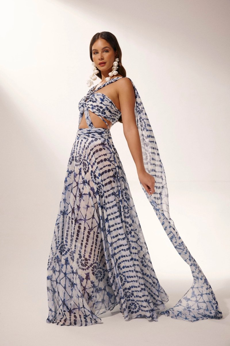 dresses - Virginia Printed Cut - out Maxi Dress - SD00606032866 - Blue - S - Sunfere