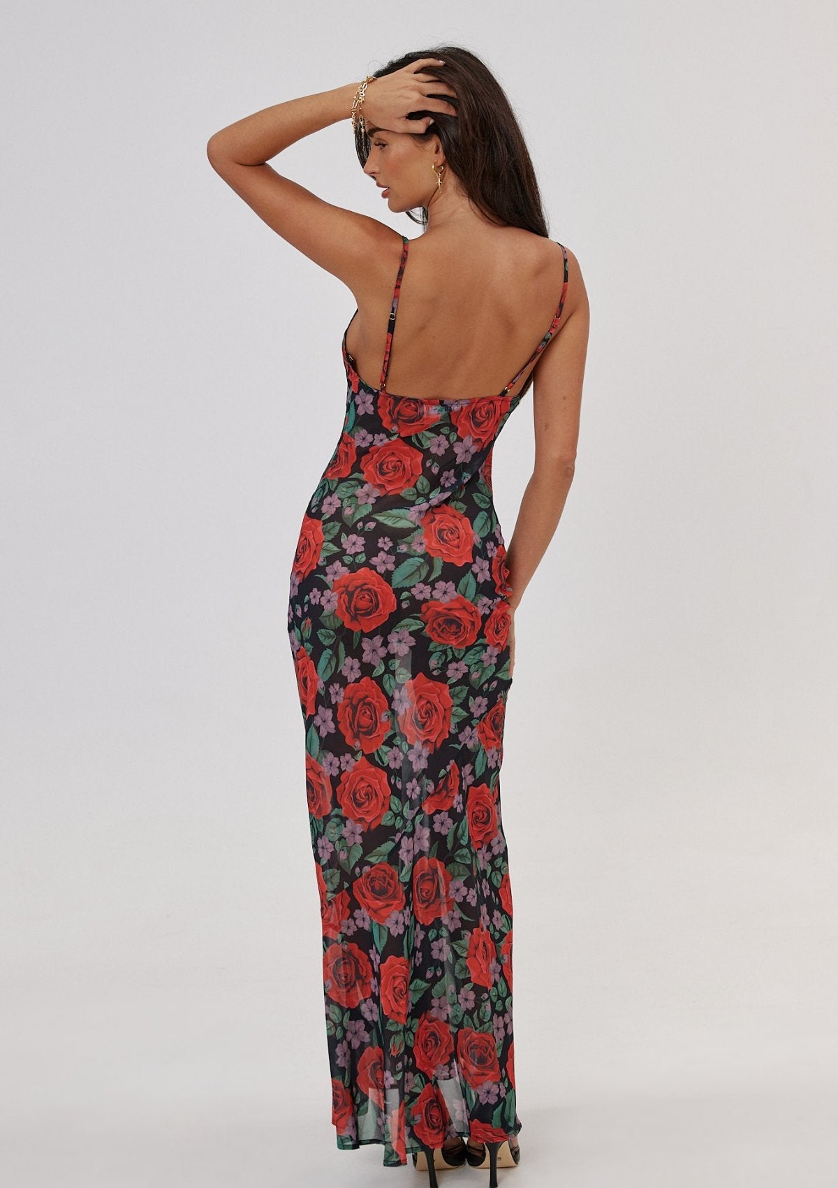 dresses-Alanna Floral Printed Maxi Slip Dress-SD00601082099-Black-S - Sunfere