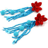 Contrast Color Floral Beaded Earrings