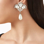 accessories-Debby Pearl Diamante Drop Earrings-SA00211091893-Sliver - Sunfere