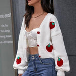 outerwear-Hanna Strawberry Knit Sweater Cardigan-SO00601092108-White-S - Sunfere