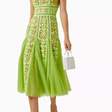dresses-Heather Embroidered Lace Midi Dress-SD00603182477-Green-S - Sunfere