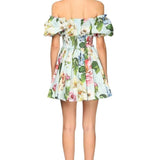Ivy Printed Shirred Bodice Flare Mini Dress