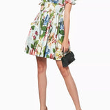 Ivy Printed Shirred Bodice Flare Mini Dress