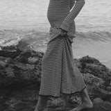 Jill Sheer Strip Knit Maxi Dress