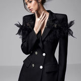 dresses-Joanne Lace Mini Blazer Dress-SD00603042399-Black-S - Sunfere