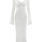 dresses-Josie V-neck Cut-out Knit Maxi Dress-SD00209231589-White-S - Sunfere
