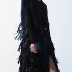 outerwear-Louisa Leather-Tasseled Wool Coat-SO00601092106-Black-XS - Sunfere