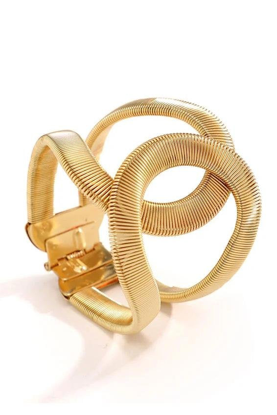 accessories-Metallic Textured Geometric Bracelet-SA00601312248-Gold - Sunfere