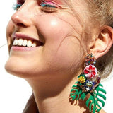 Palm Tree Flower Decored Earrings