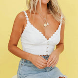 Quicy Lace Trim Shirred Cotton Cami Top