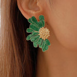 -Sibyl Demi-flower Earrings-SA0020516084-Green/Gold - Sunfere